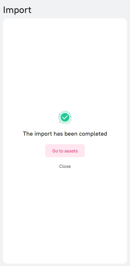 Importing assets via the web interface