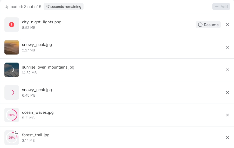 Importing assets via the web interface