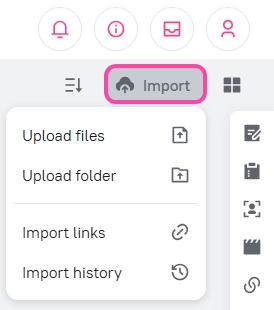 Importing assets via the web interface