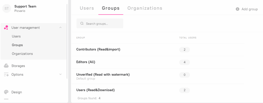 Managing user groups