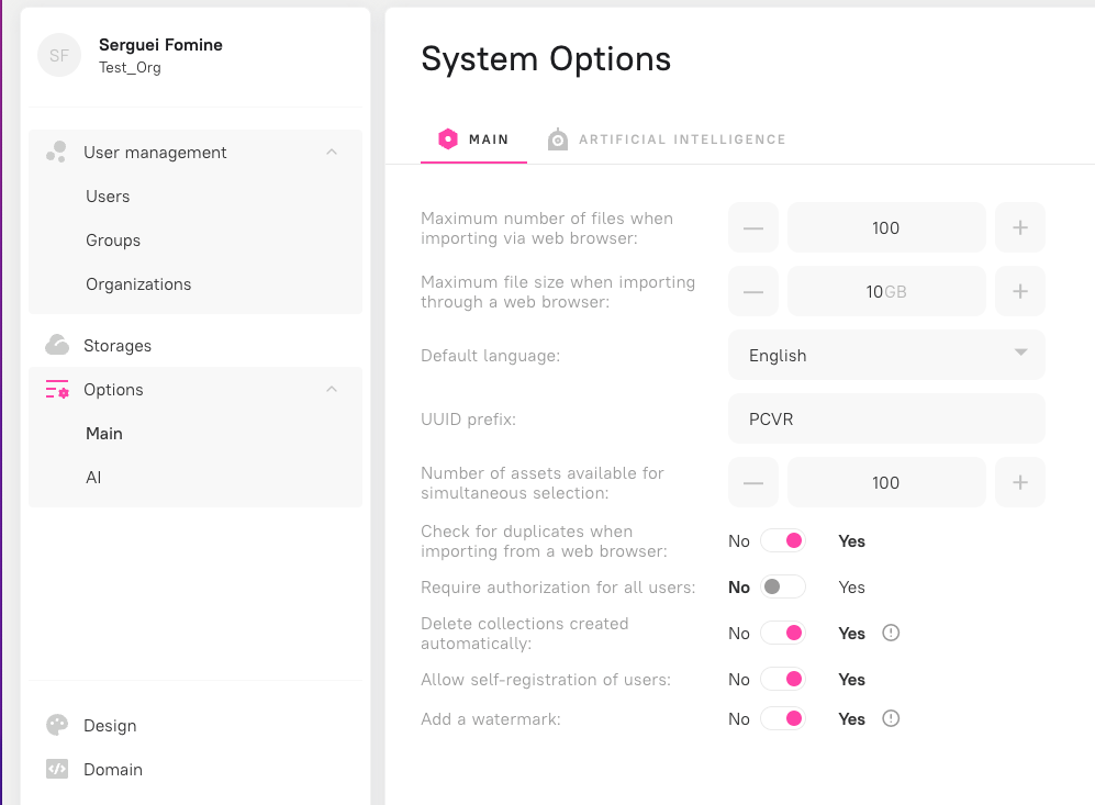 System options